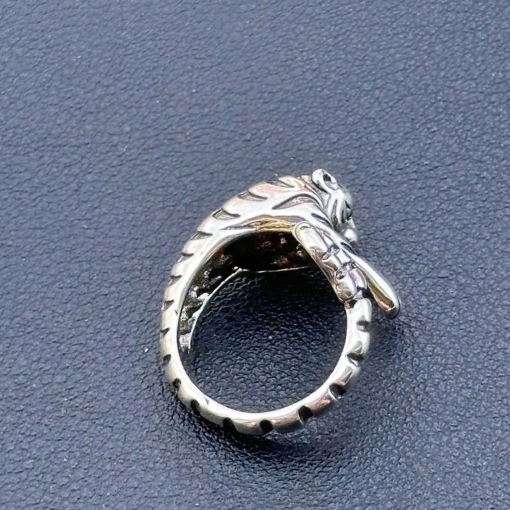 Tiger Ring 925 Sterling Silver for Men Women Retro Punk Biker Ring Adjustable J - Picture 7 of 10
